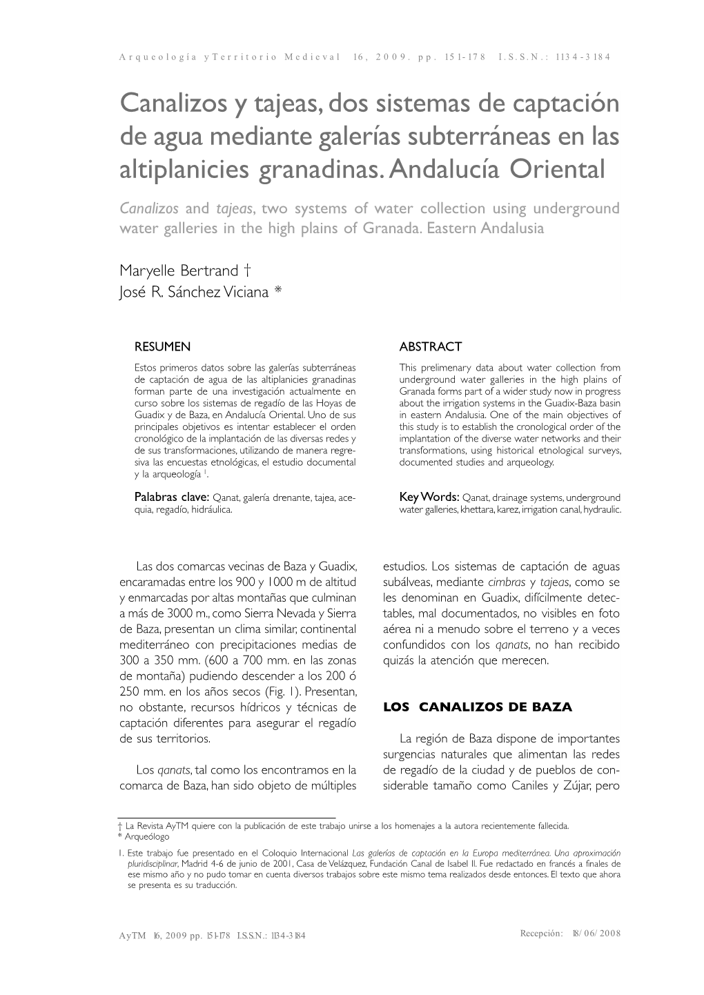 Canalizos Y Tajeas, Dos Sistemas De Captación De Agua Mediante Galerías Subterráneas En Las Altiplanicies Granadinas