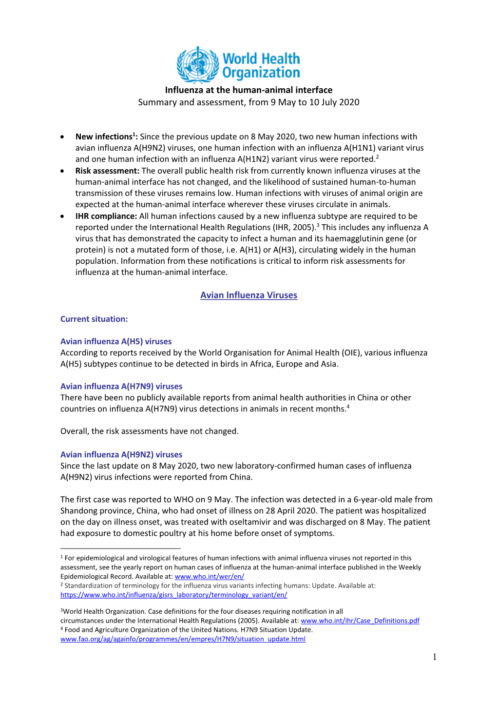 1 Influenza at the Human-Animal Interface Summary and Assessment