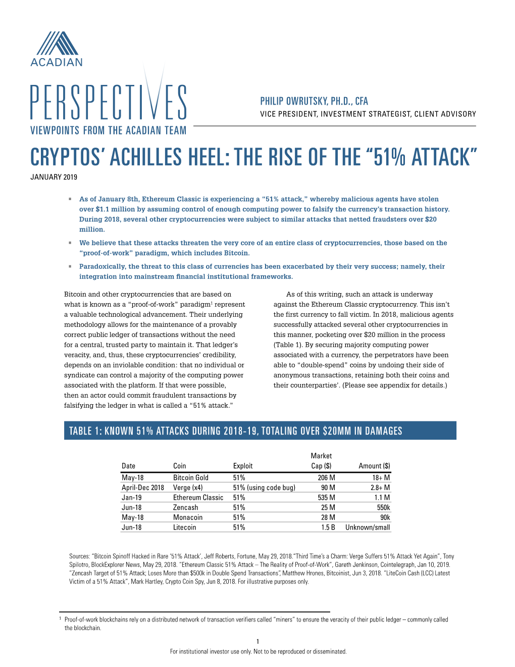 51% Attack” January 2019