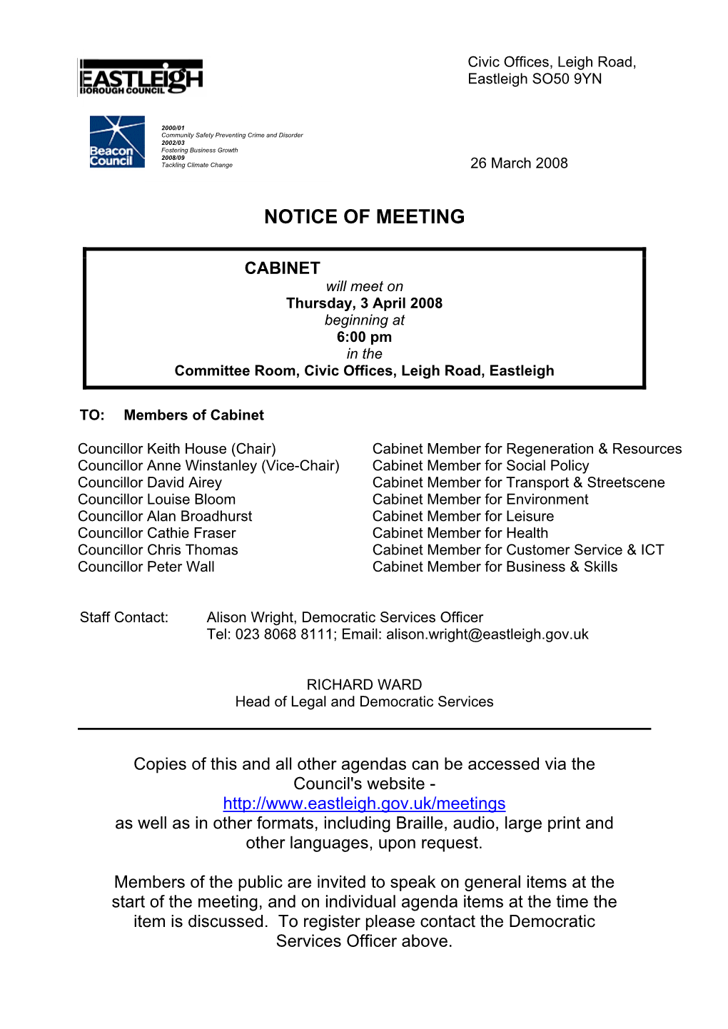 Notice of Meeting