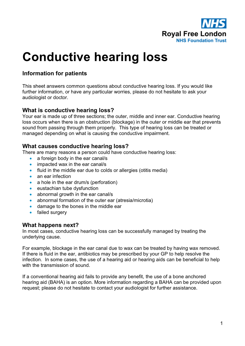 Conductive Hearing Loss