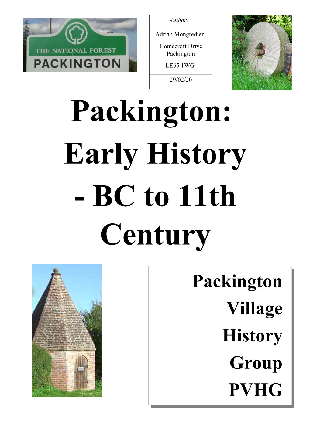 Packington: Early History - BC to 11Th Century