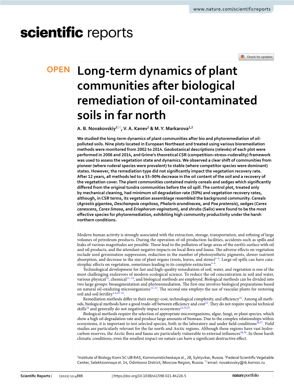 Long-Term Dynamics of Plant Communities After Biological