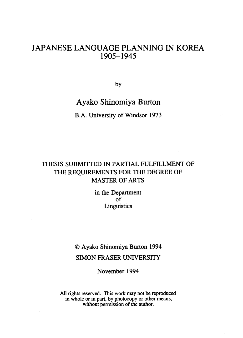 Japanese Language Planning in Korea, 1905-1945