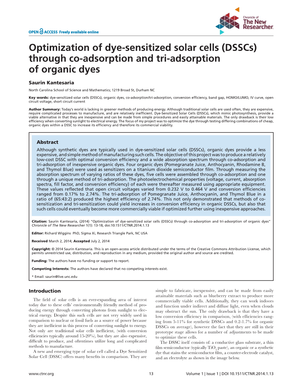 Optimization of Dye-Sensitized Solar Cells (Dsscs) Through Co-Adsorption and Tri-Adsorption of Organic Dyes