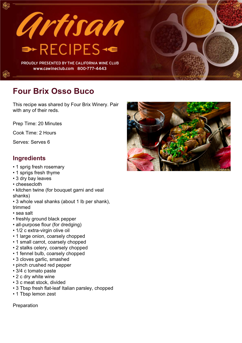 Four Brix Osso Buco