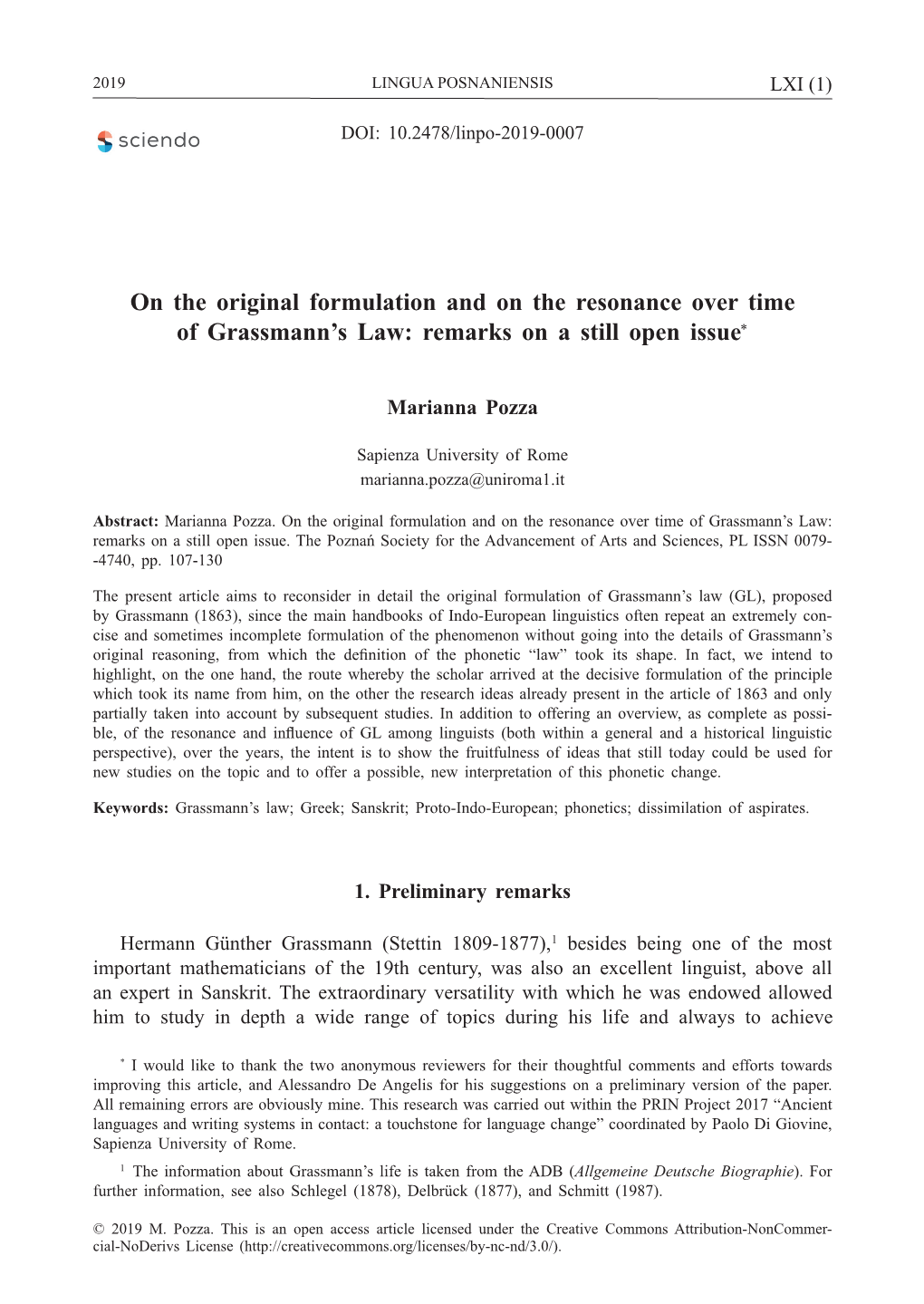 On the Original Formulation and on the Resonance Over Time of Grassmann's