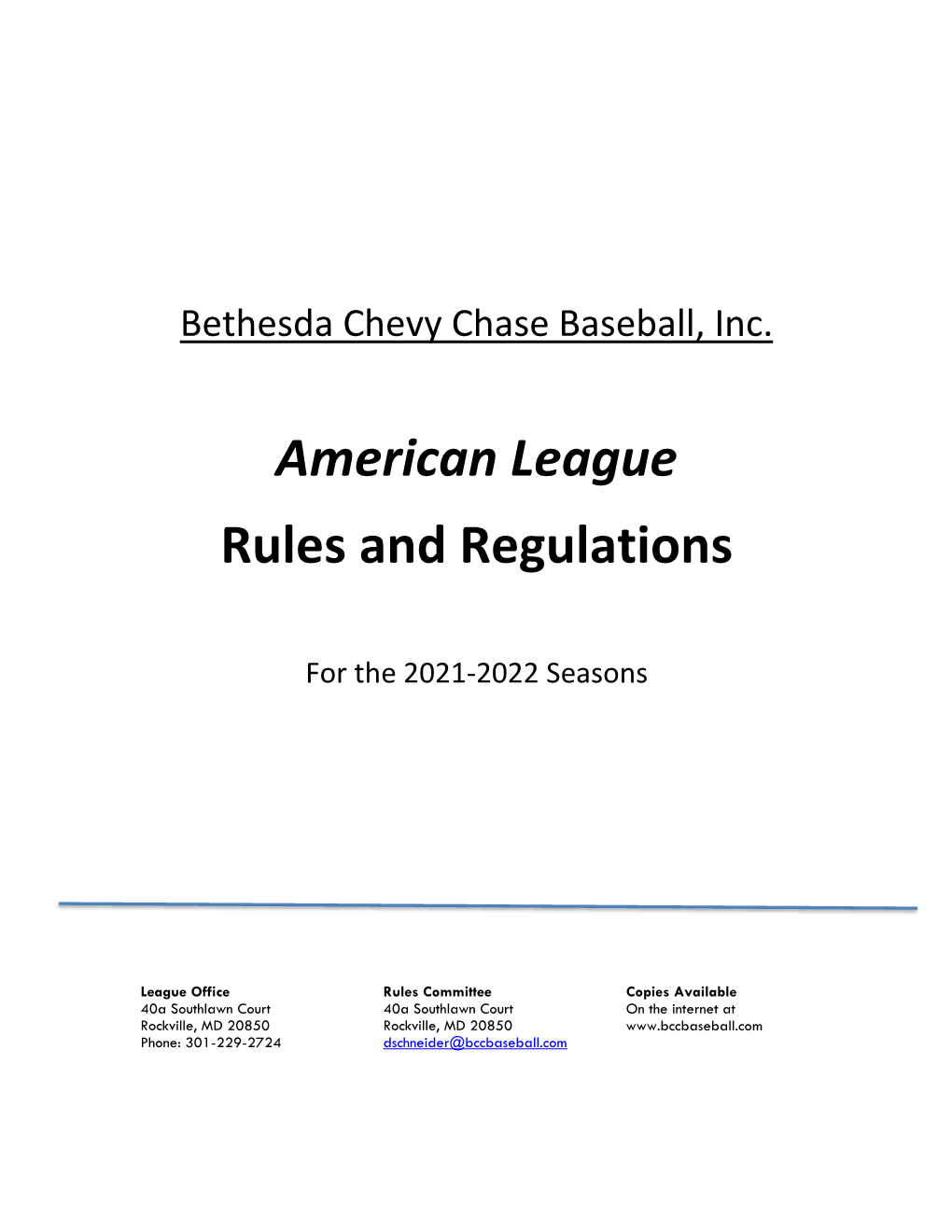 American League Rules and Regulations