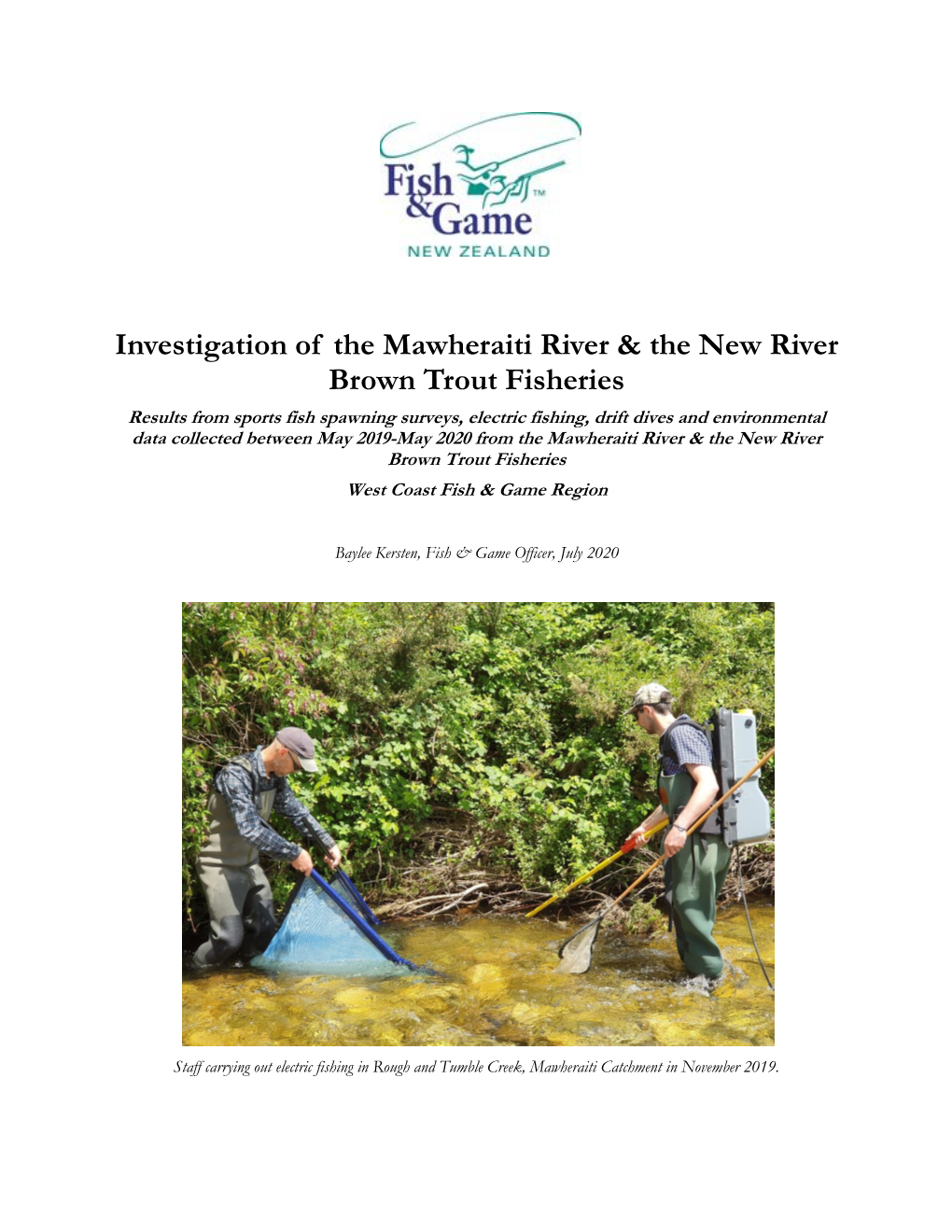 Investigation of the Mawheraiti River & The