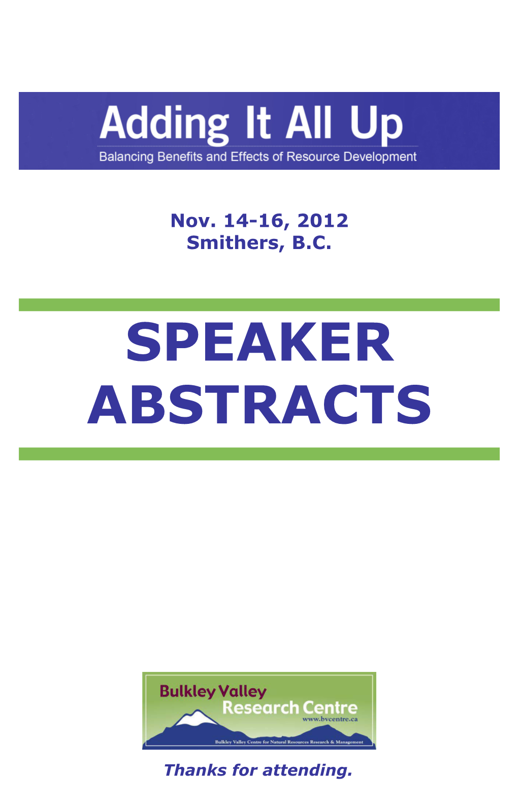 Speaker Abstracts