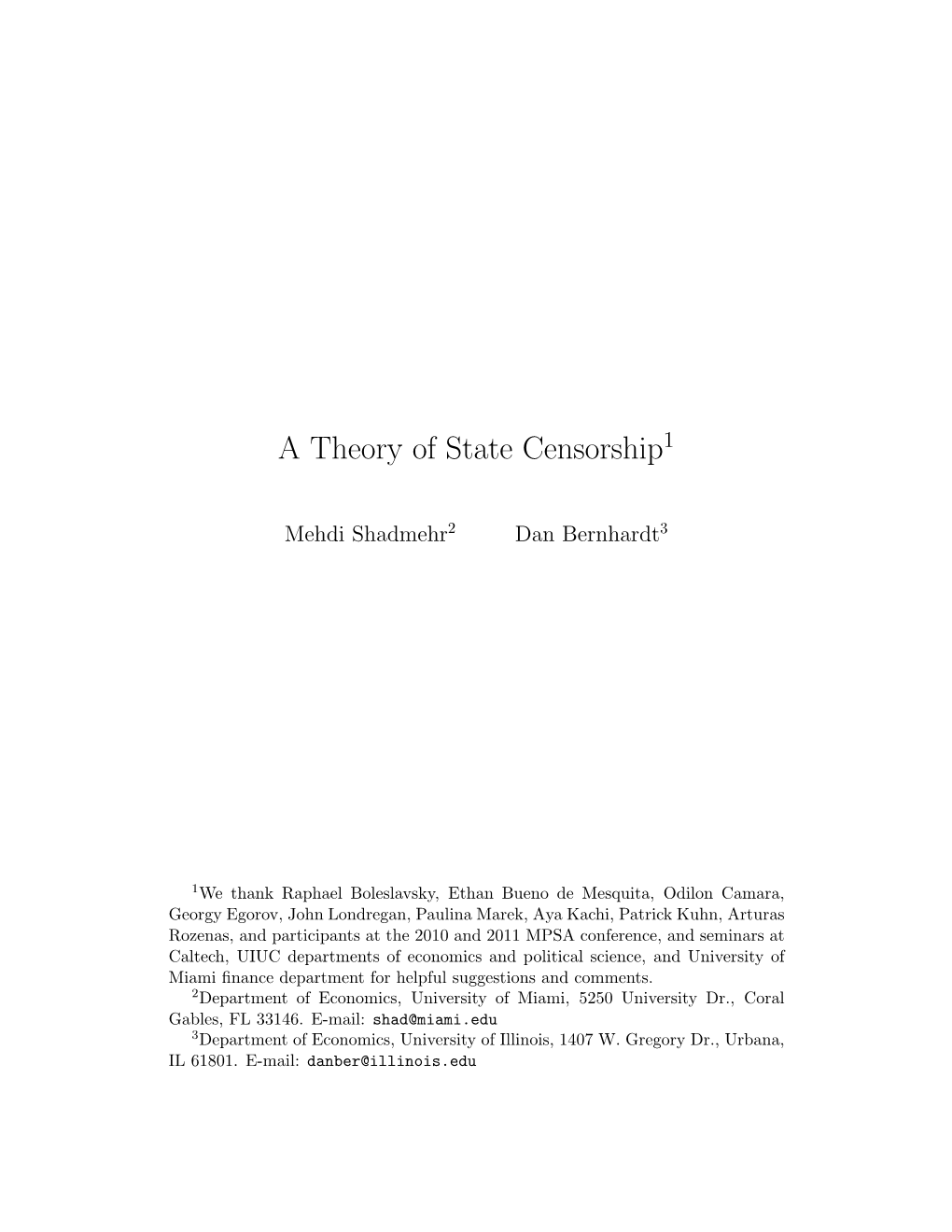 A Theory of State Censorship1