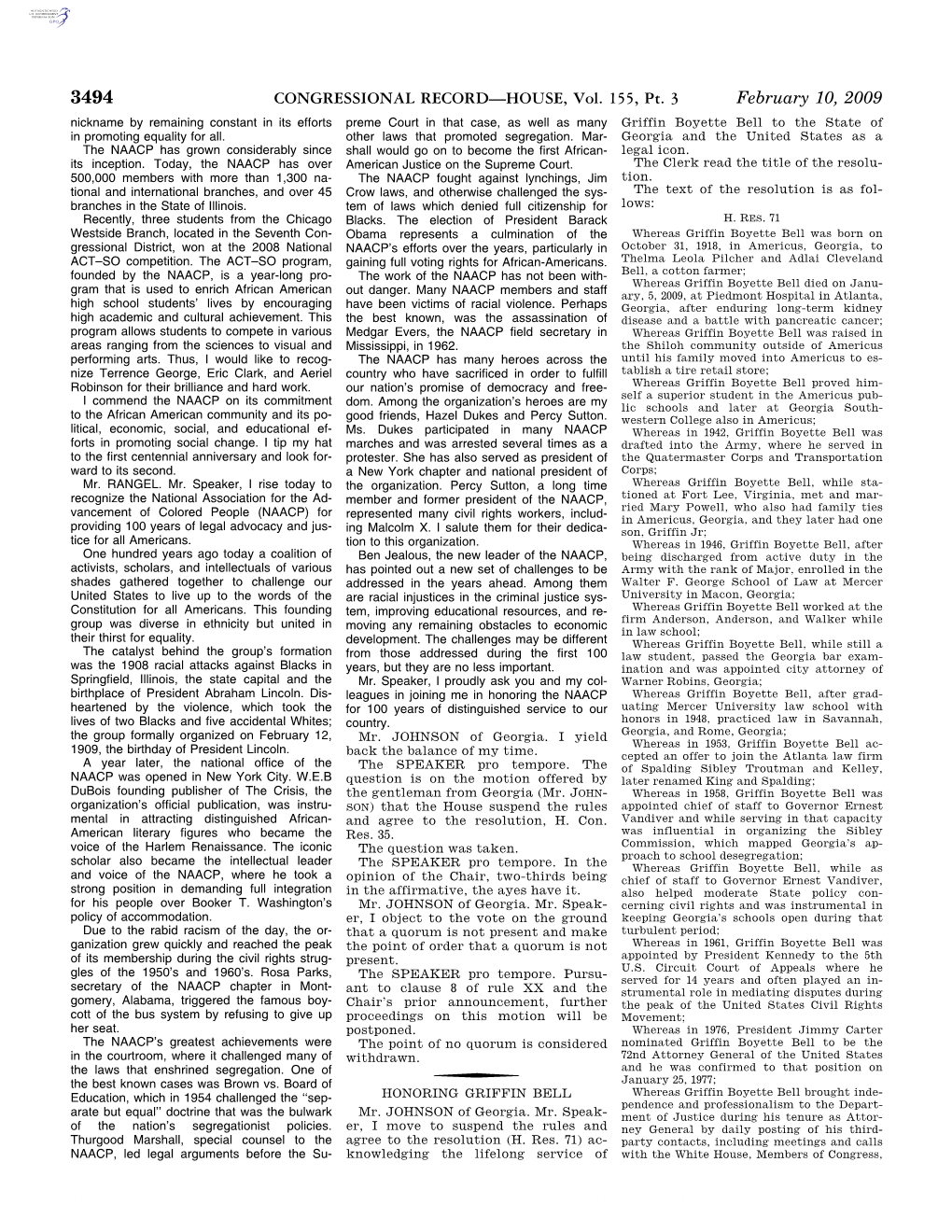 CONGRESSIONAL RECORD—HOUSE, Vol. 155, Pt. 3 February