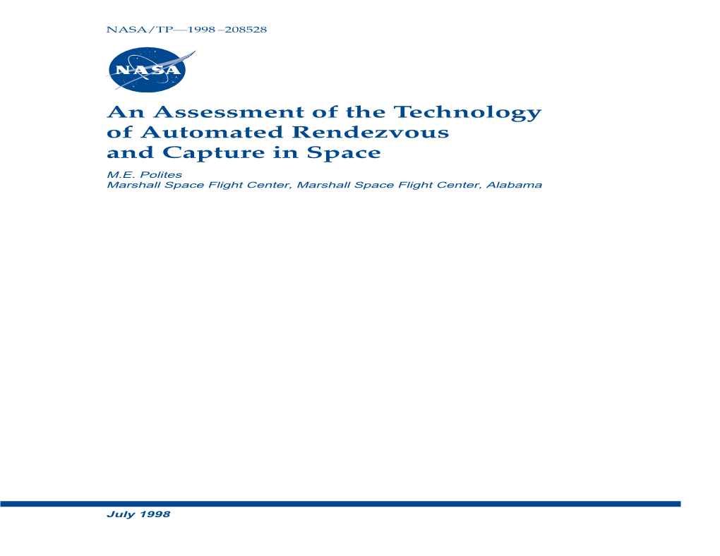 An Assessment of the Technology of Automated Rendezvous and Capture in Space