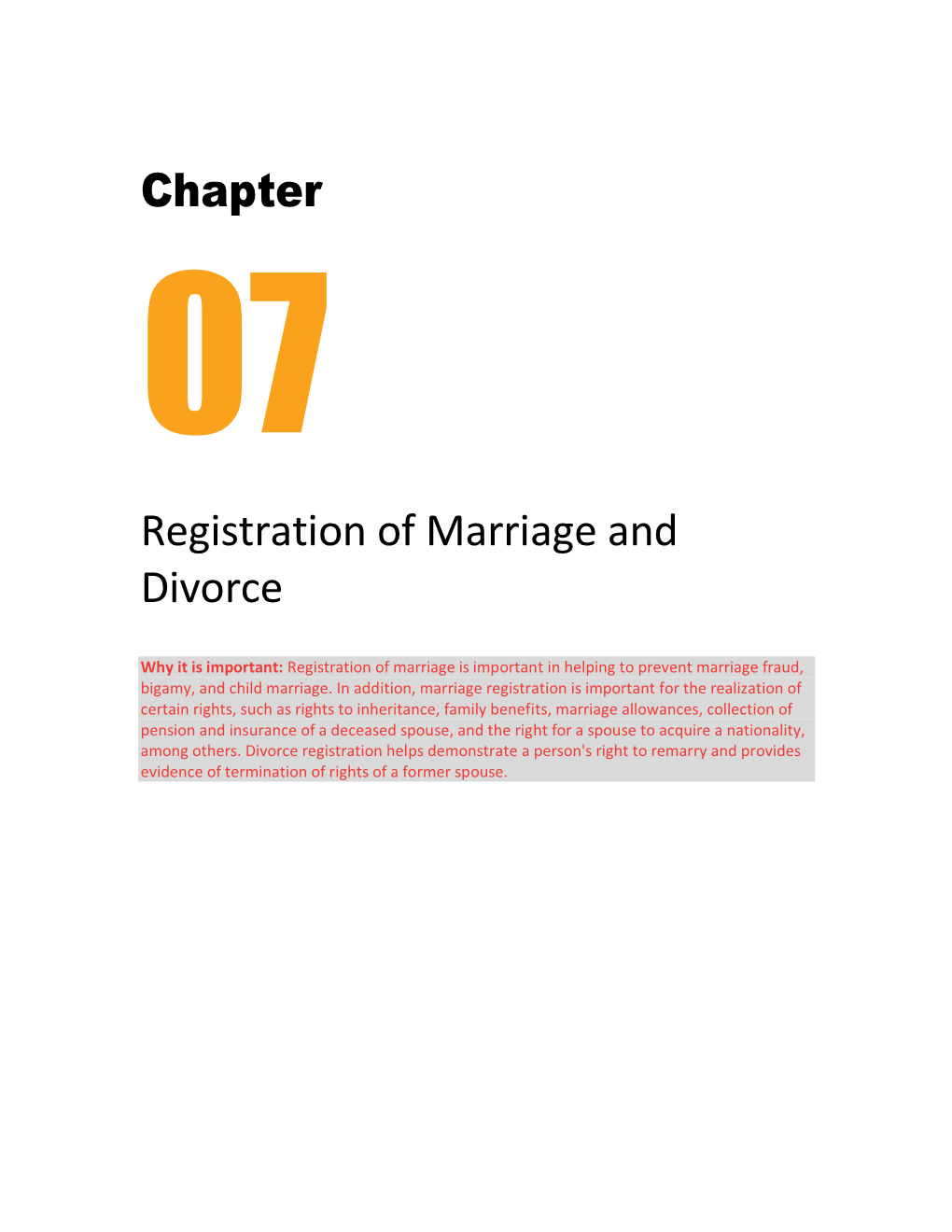 Chapter Registration of Marriage and Divorce