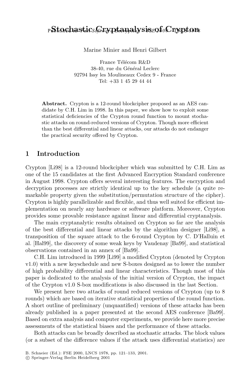 Stochastic Cryptanalysis of Crypton 123