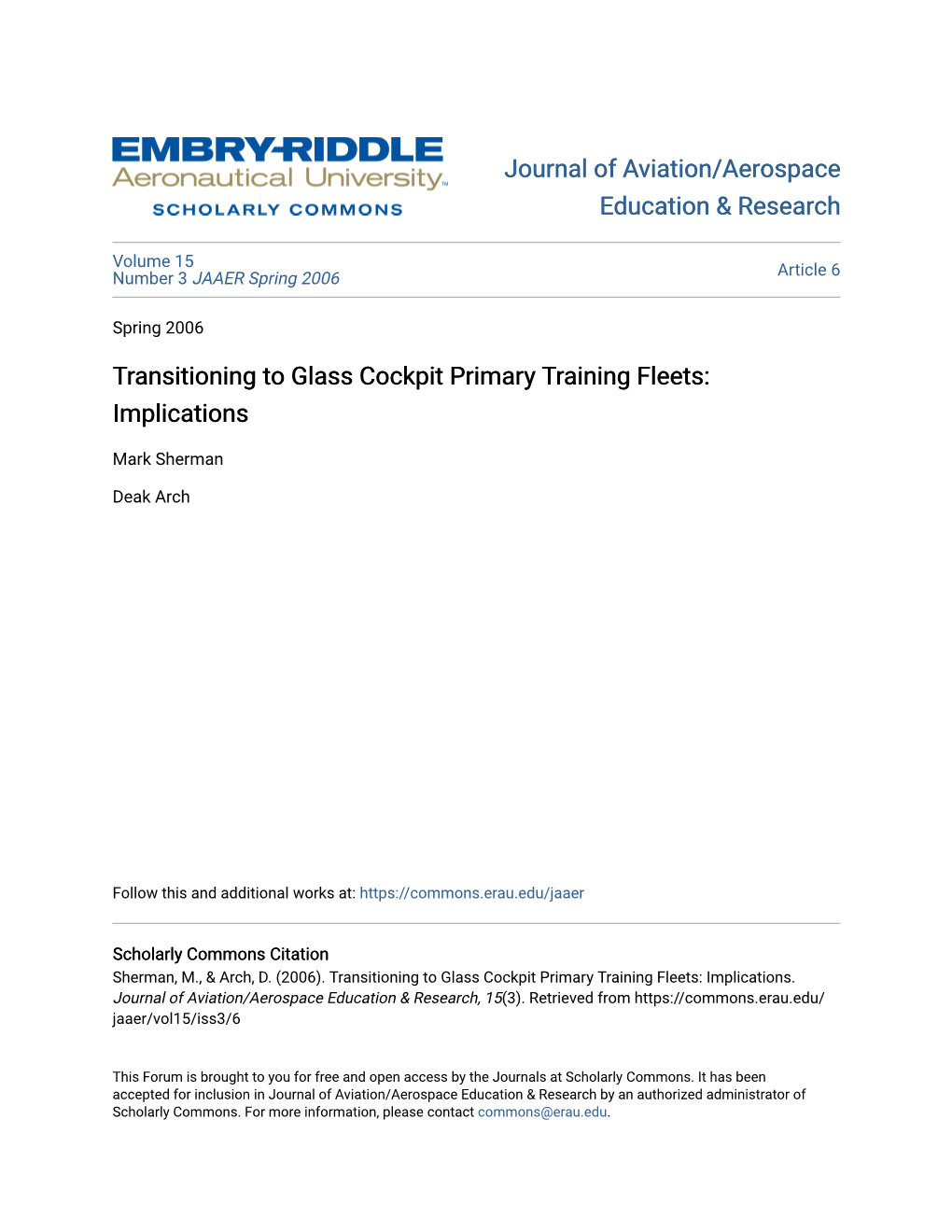 Transitioning to Glass Cockpit Primary Training Fleets: Implications