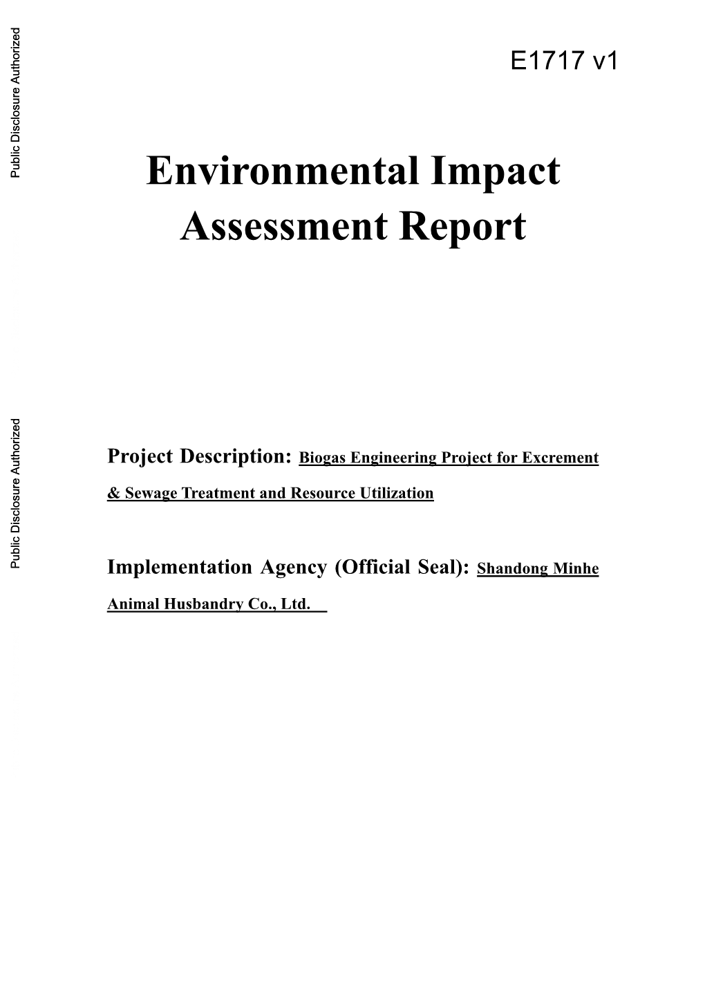 Environmental Impact Assessment Report Form