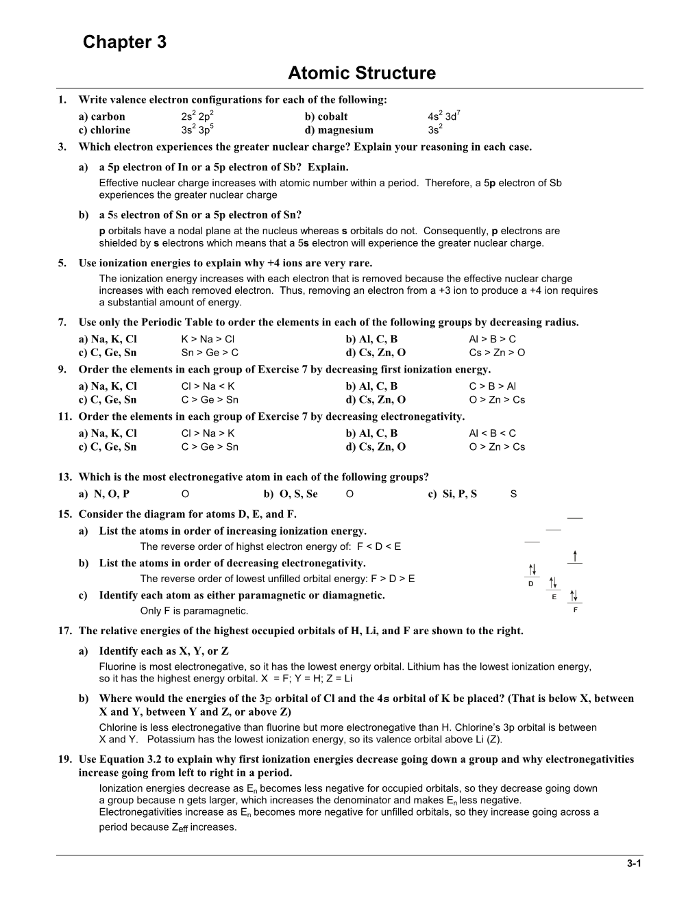 Chapter 3 Atomic Structure