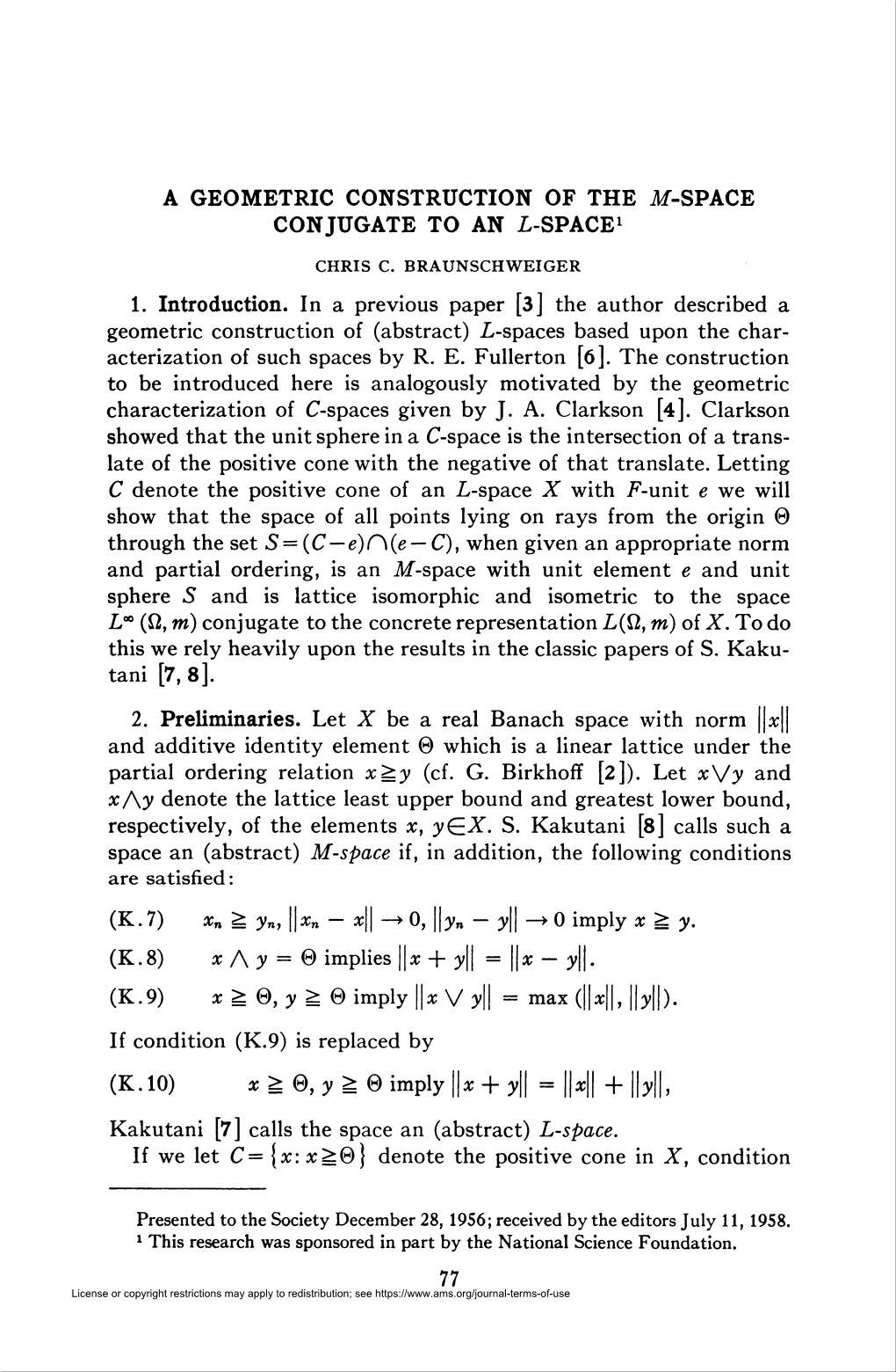 A Geometric Construction of the M-Space 77