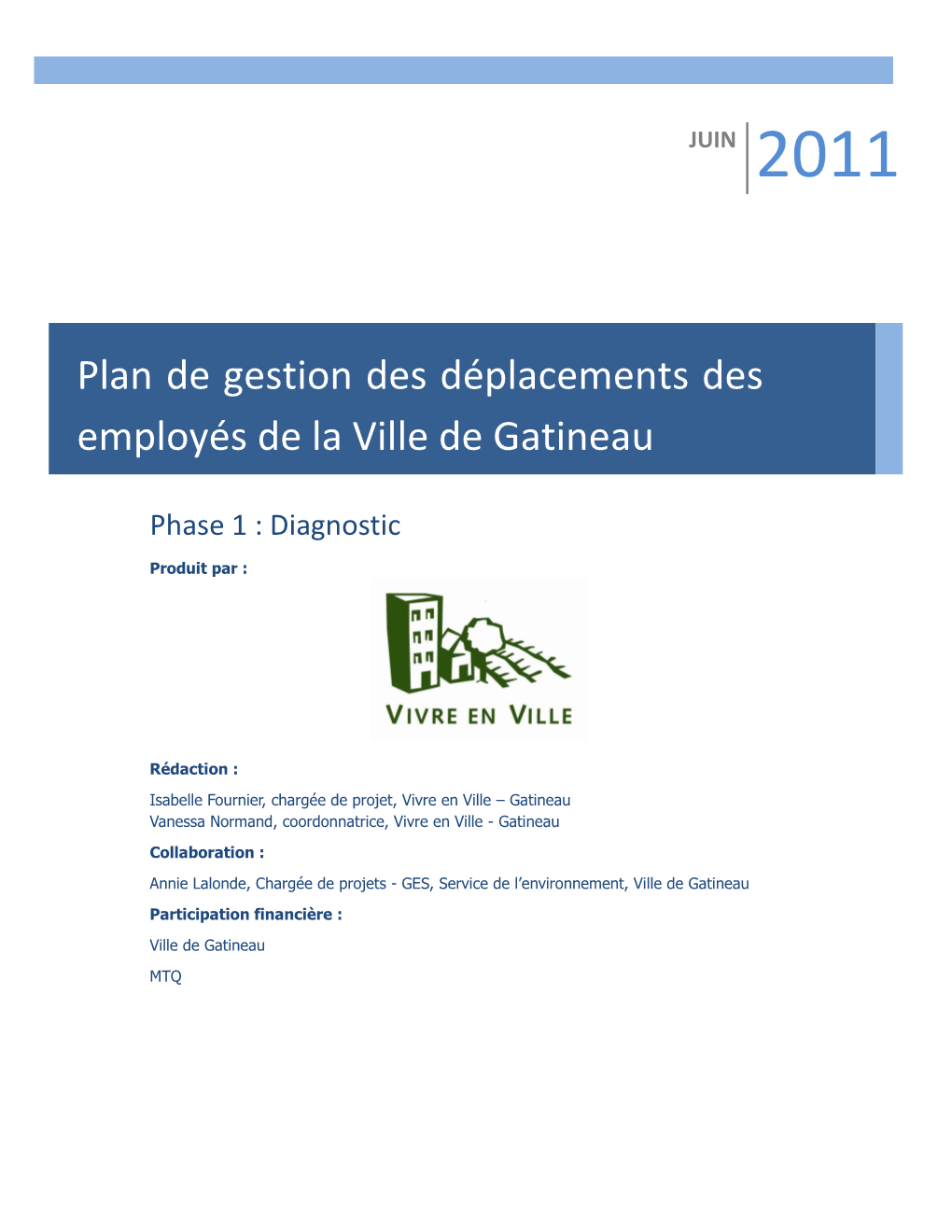 Plan De Gestion Des Déplacements Des Employés De La Ville De Gatineau