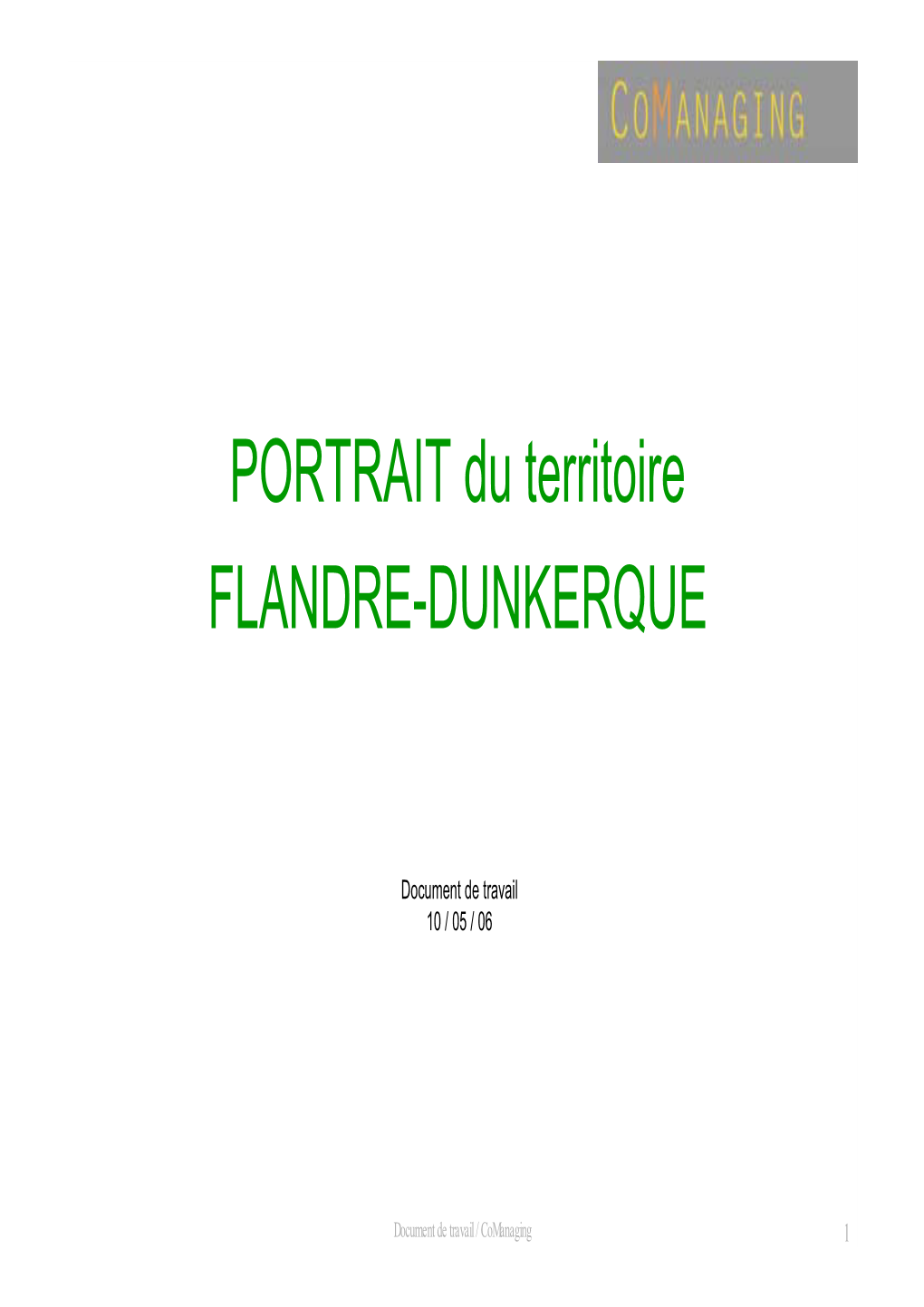 PORTRAIT Du Territoire FLANDRE-DUNKERQUE