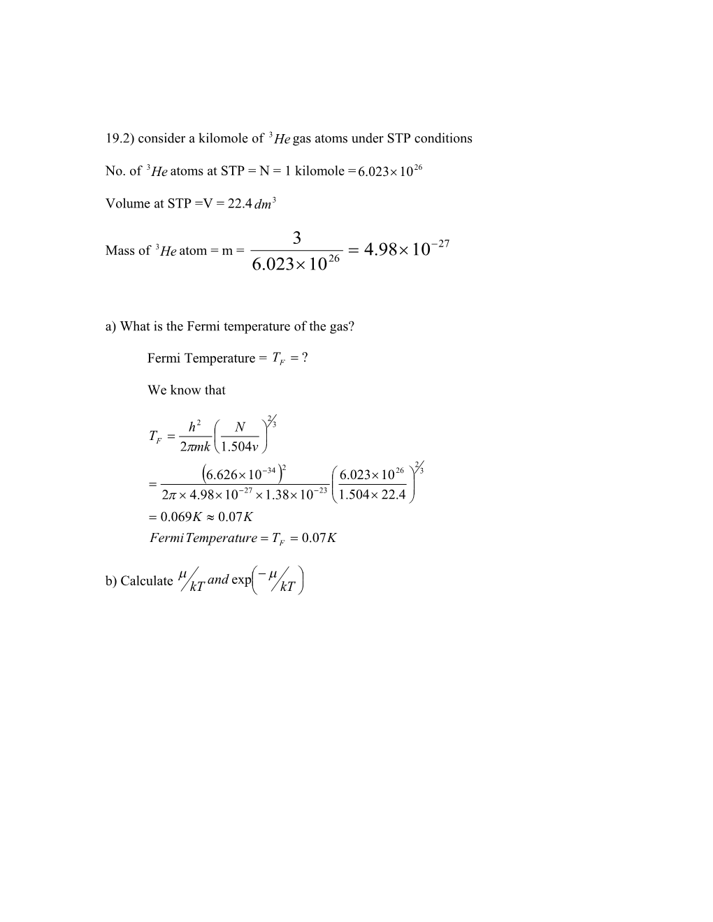 A) What Is the Fermi Temperature of the Gas?