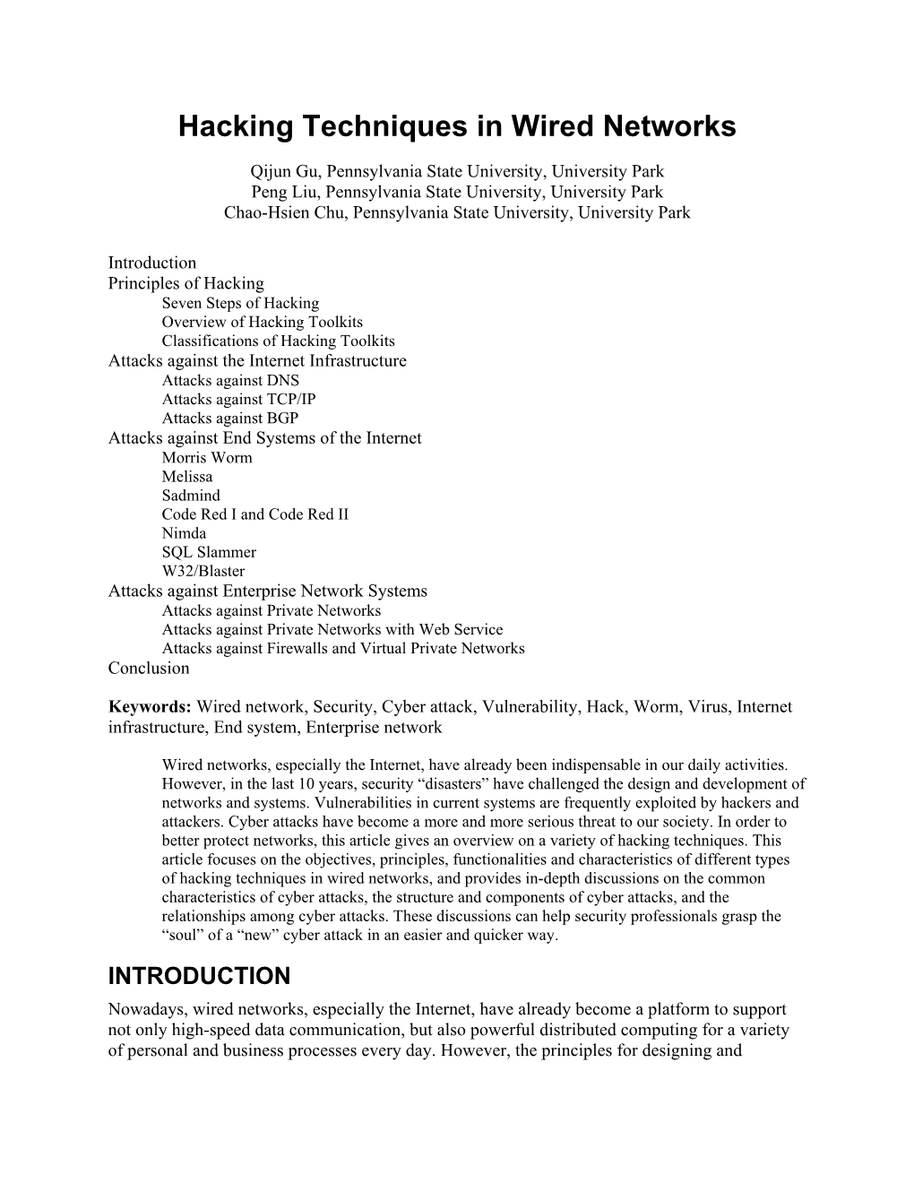 Hacking Techniques in Wired Networks