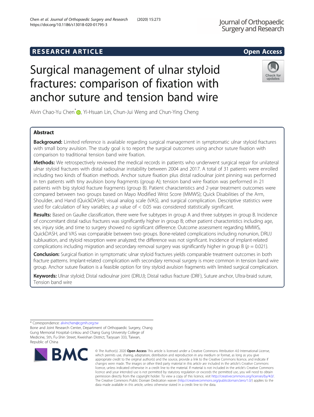 Surgical Management of Ulnar Styloid Fractures