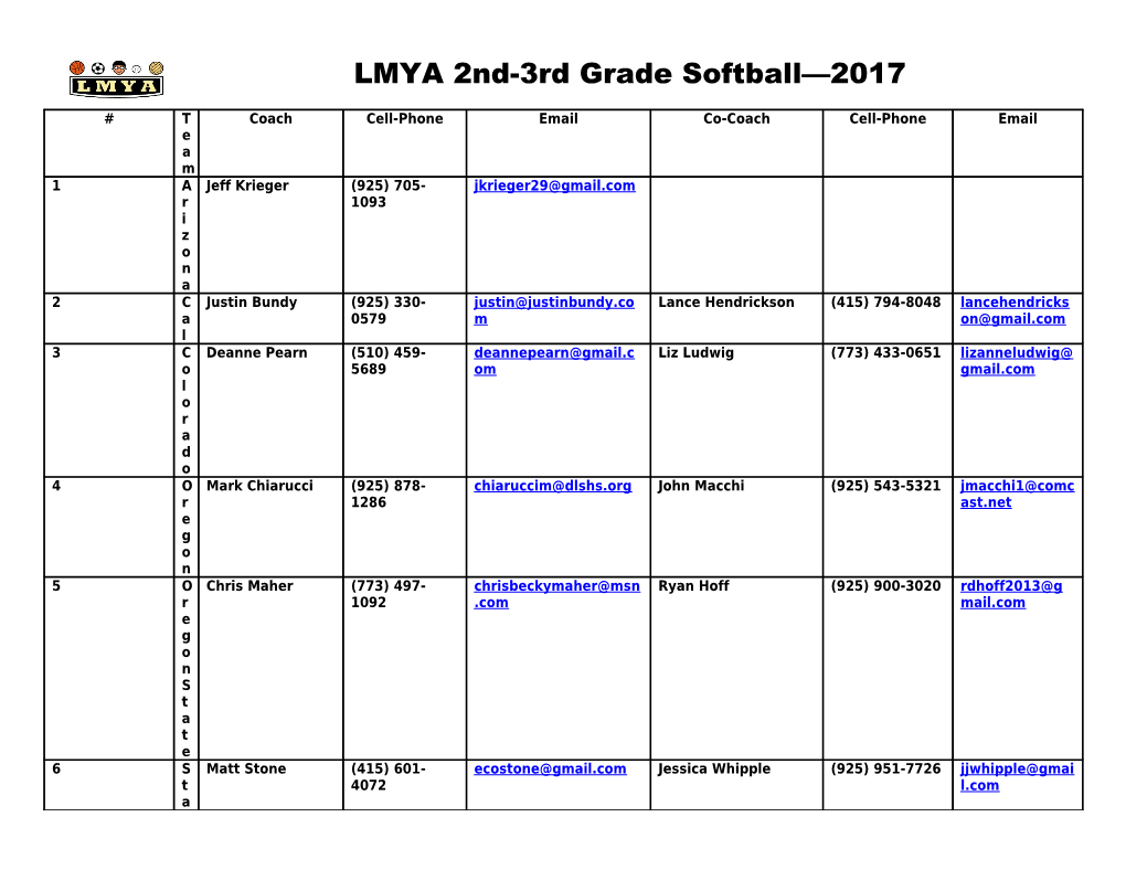 LMYA 2-3 Grade Softball 2011