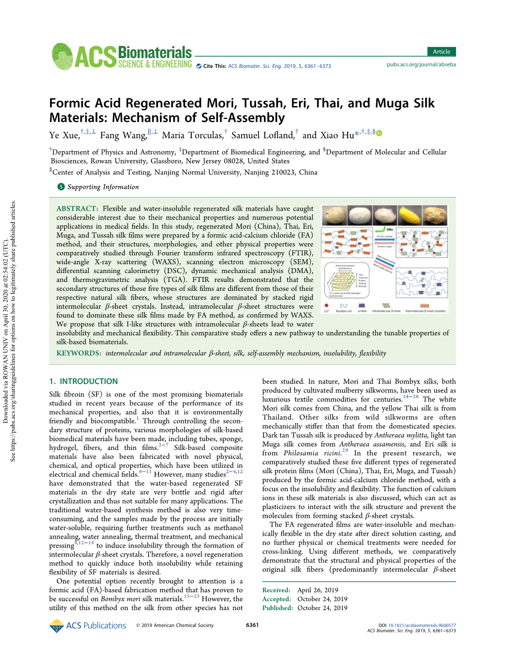 Formic Acid Regenerated Mori, Tussah, Eri, Thai, and Muga Silk