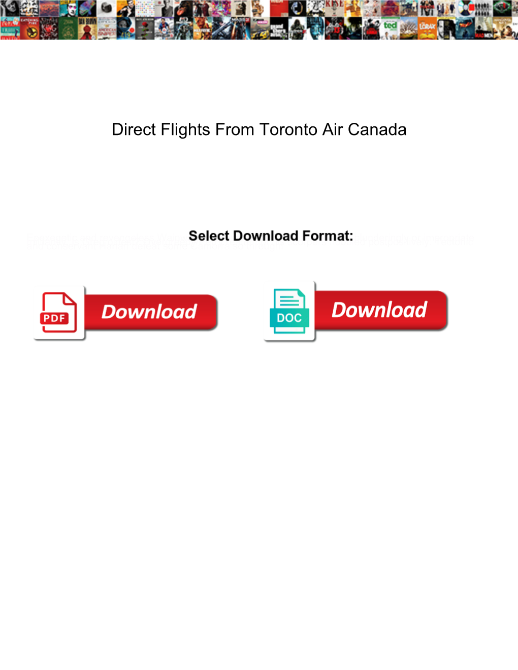 Direct Flights from Toronto Air Canada