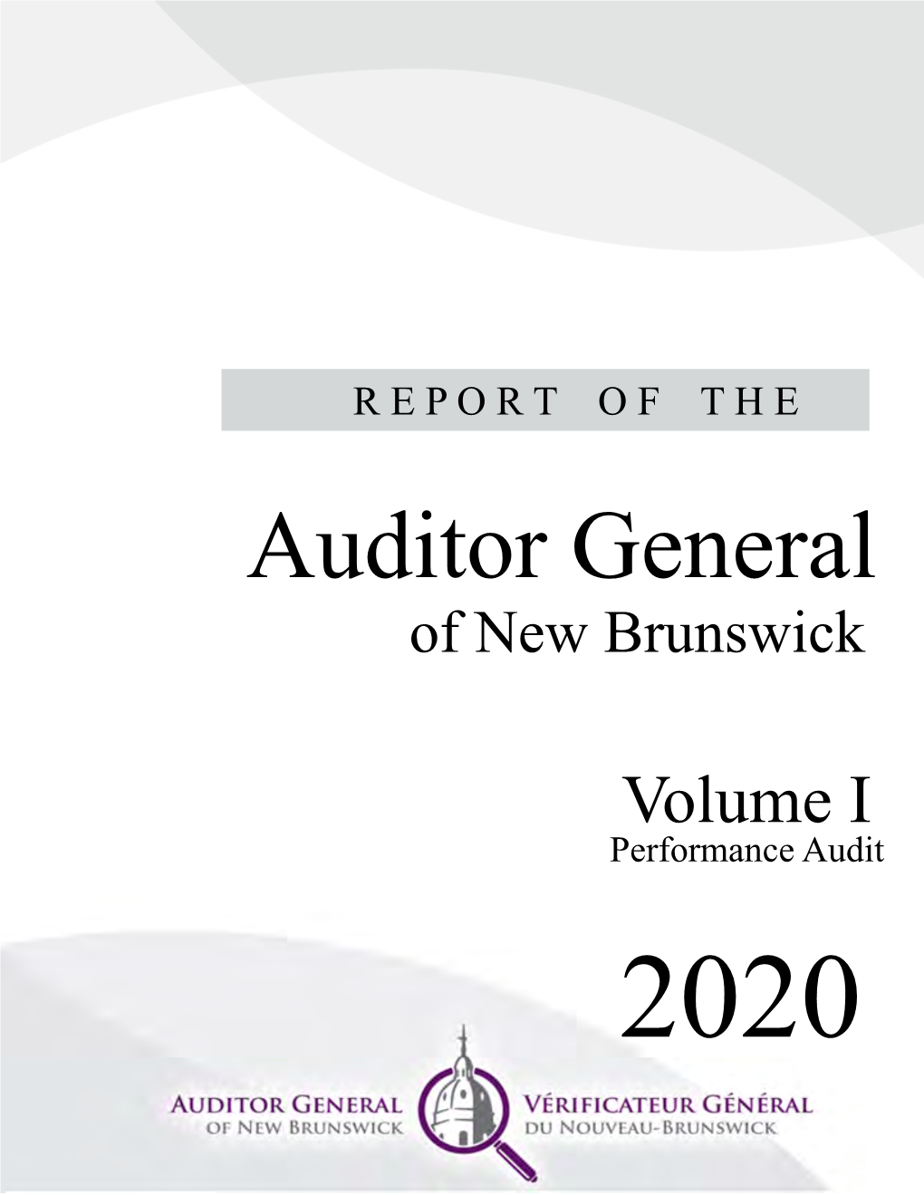 Report of the Auditor General 2020, Volume I