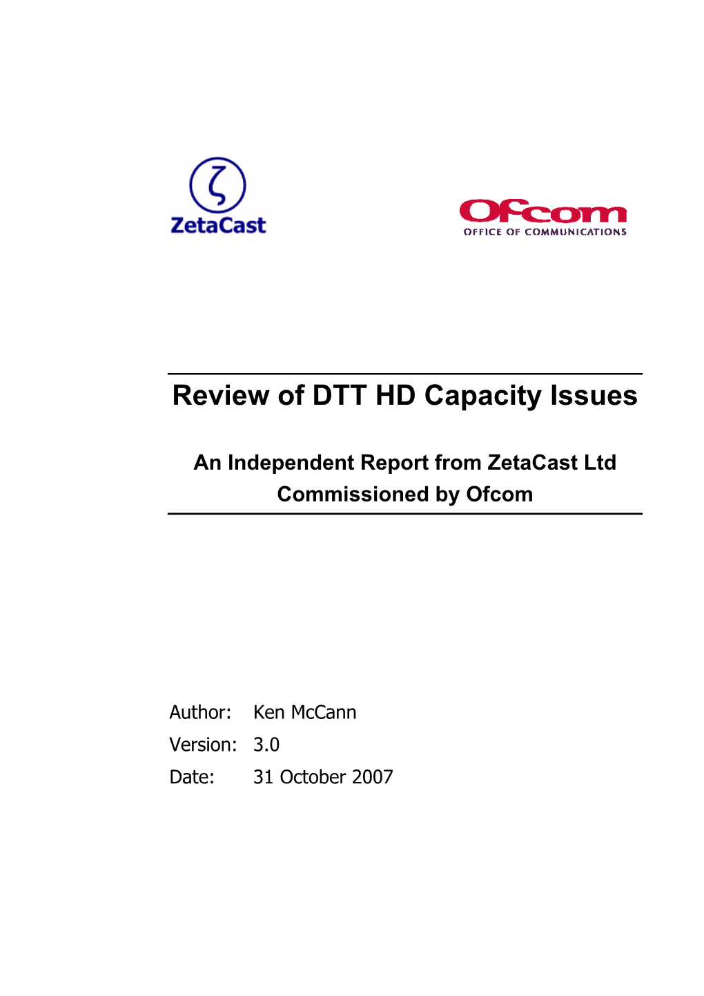 Review of DTT HD Capacity Issues