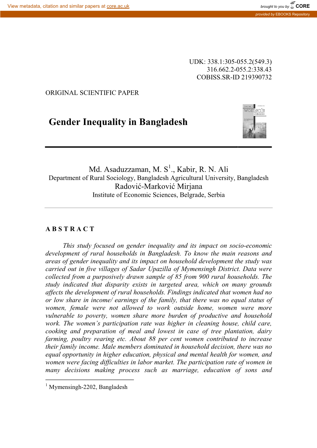 Gender Inequality in Bangladesh