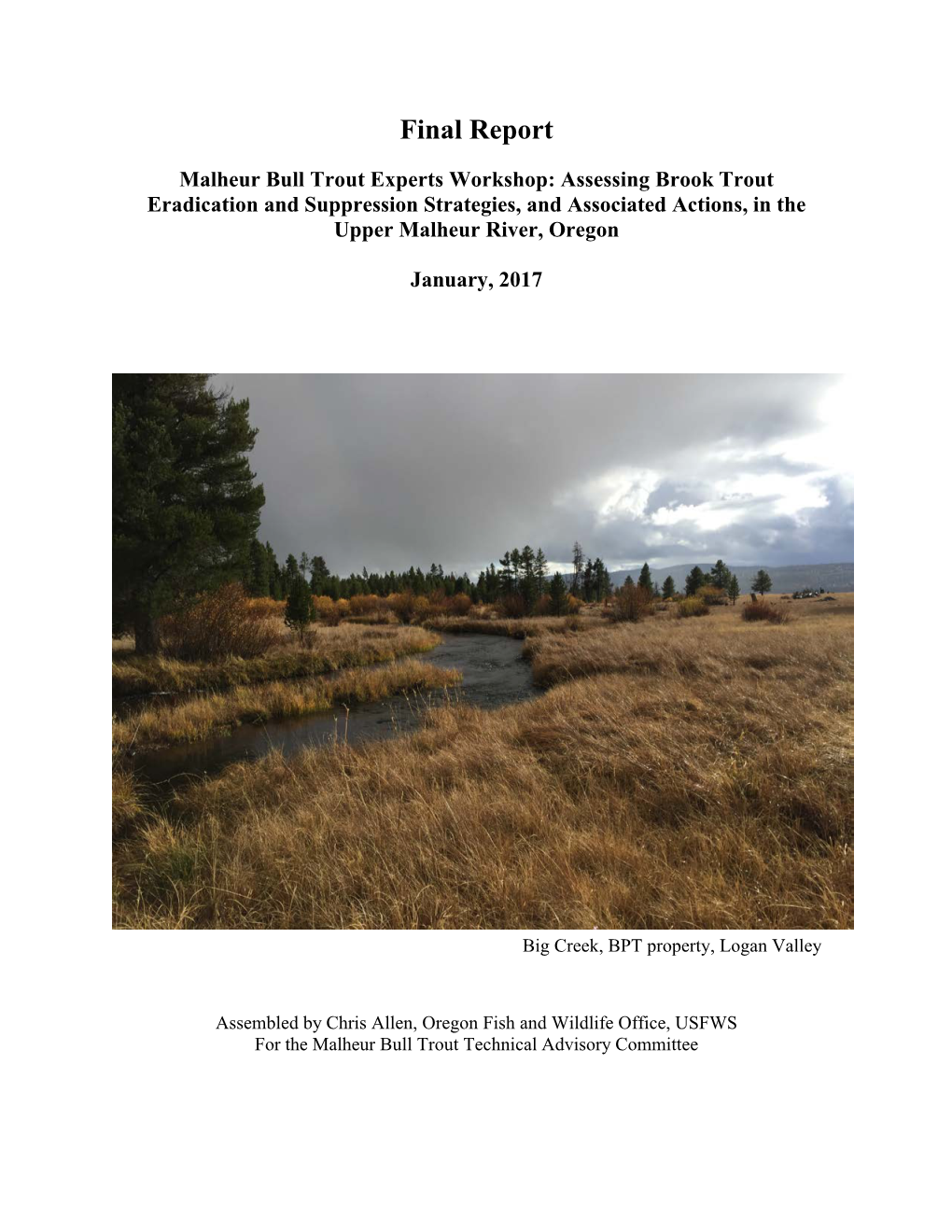 Malheur Bull Trout Workshop Final Report