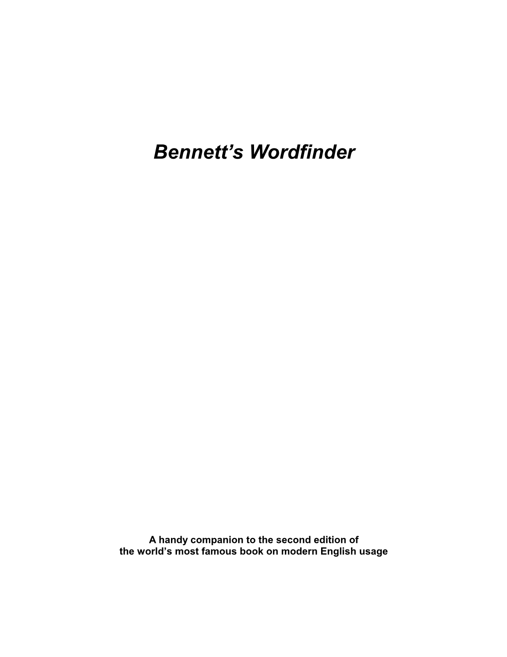 Bennett's Wordfinder