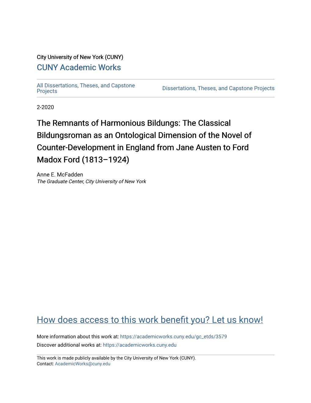 The Classical Bildungsroman As an Ontological Dimension of the Novel of Counter-Development in England from Jane Austen to Ford Madox Ford (1813–1924)