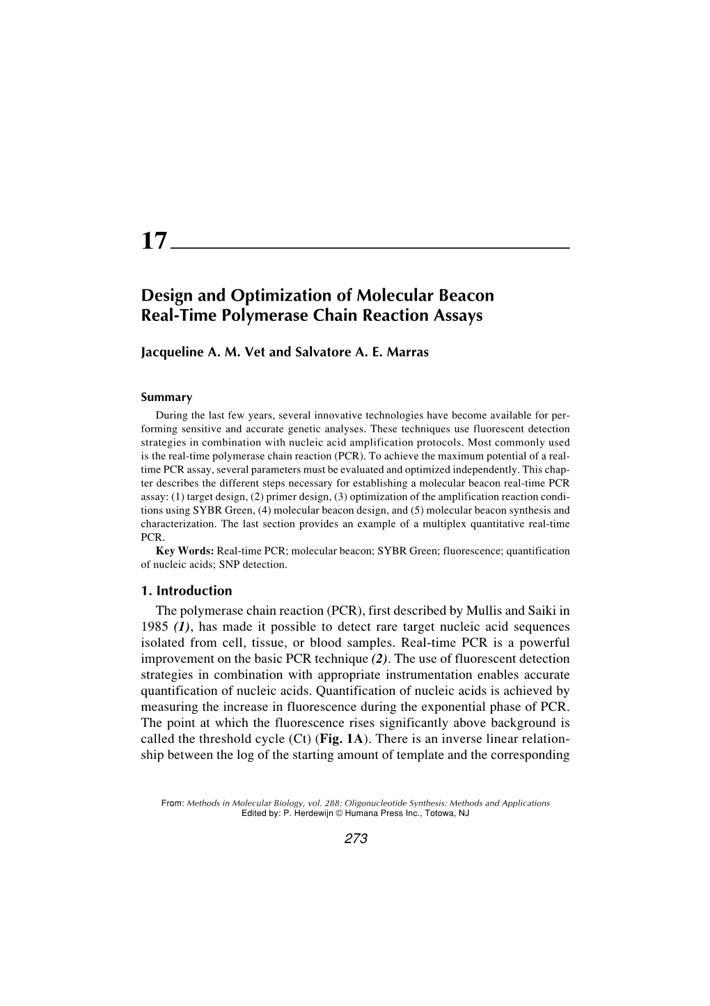 Design and Optimization of Molecular Beacon Real-Time Polymerase Chain Reaction Assays