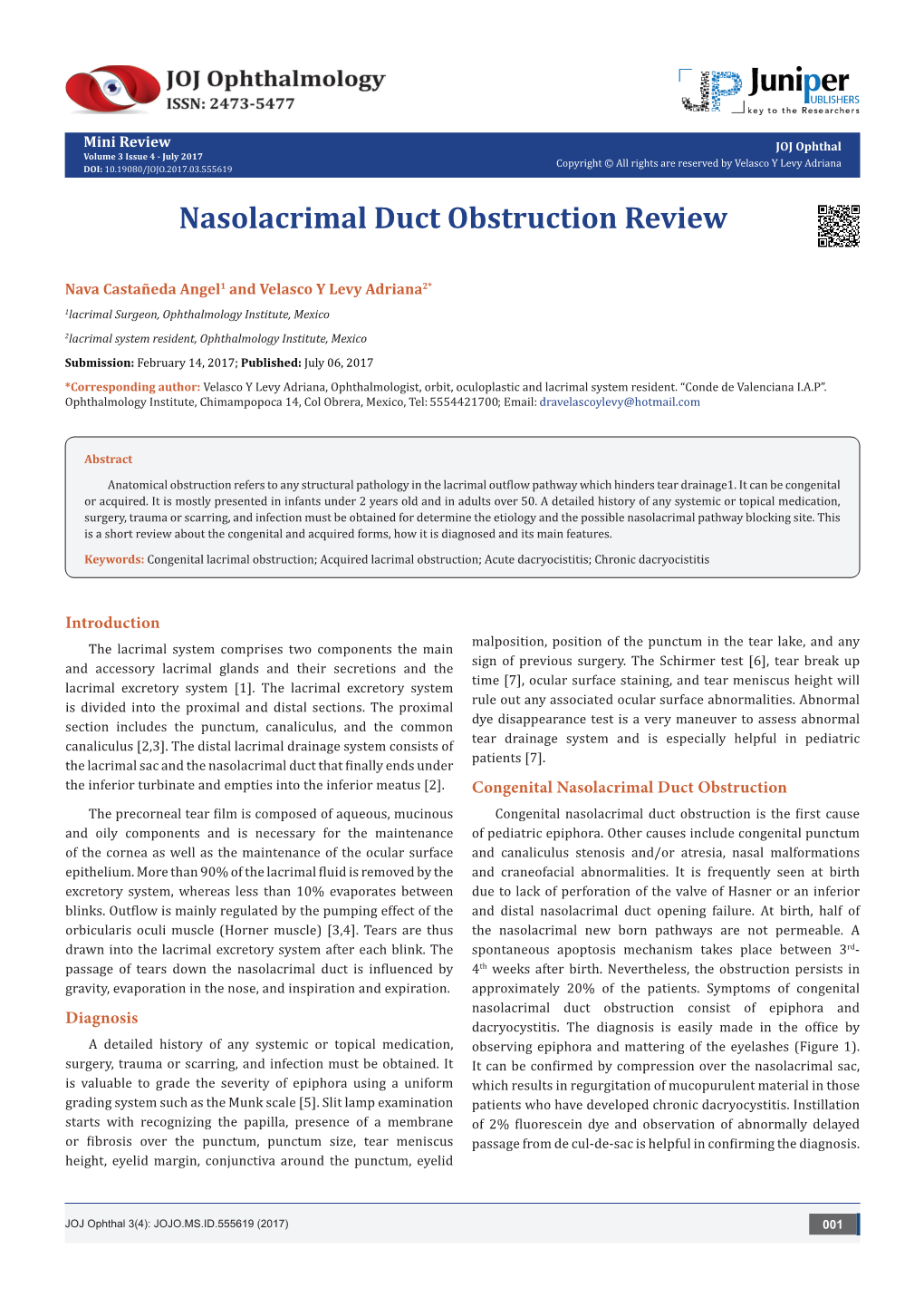 Nasolacrimal Duct Obstruction Review