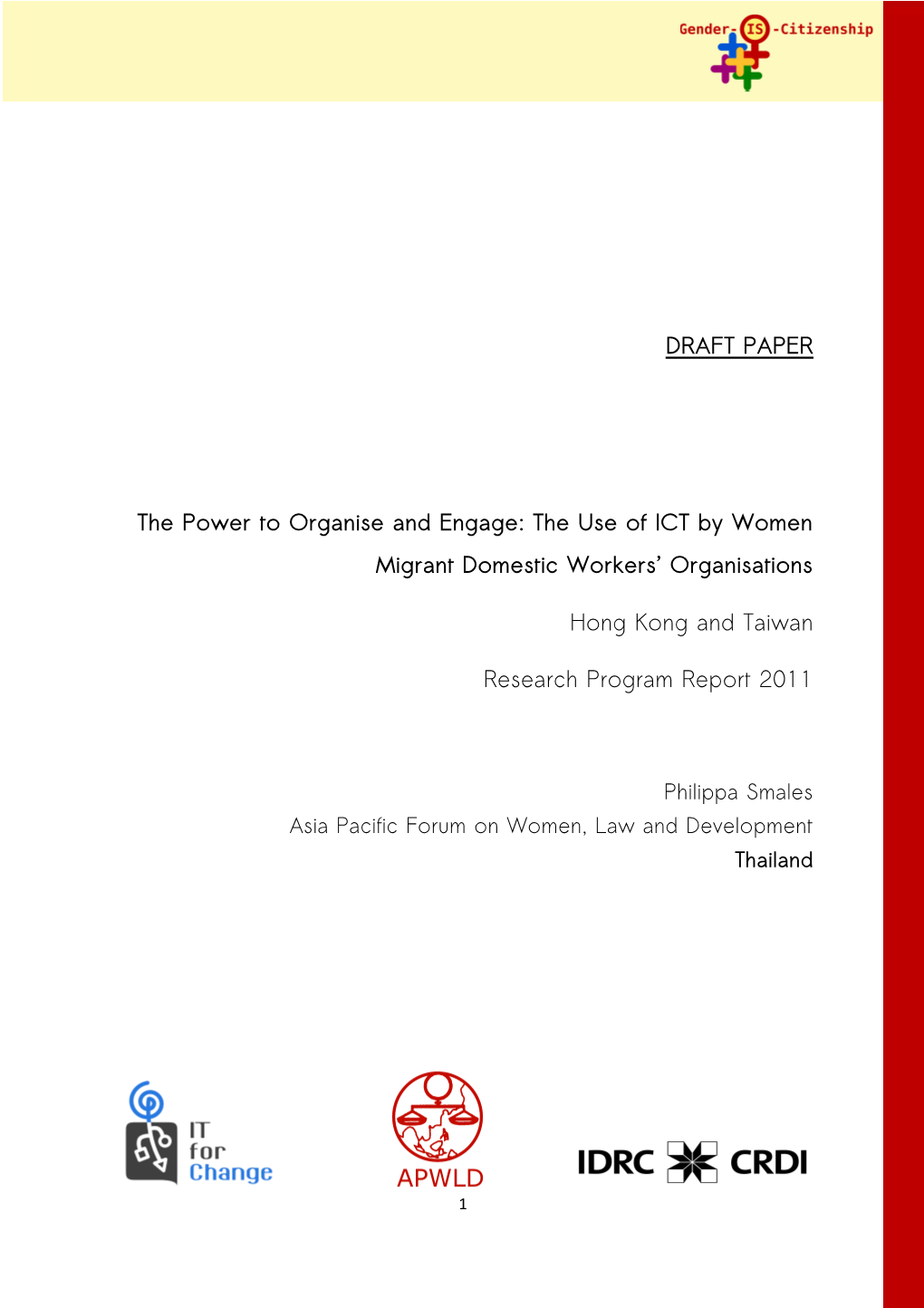 The Use of ICT by Women Migrant Domestic Workers' Organisations