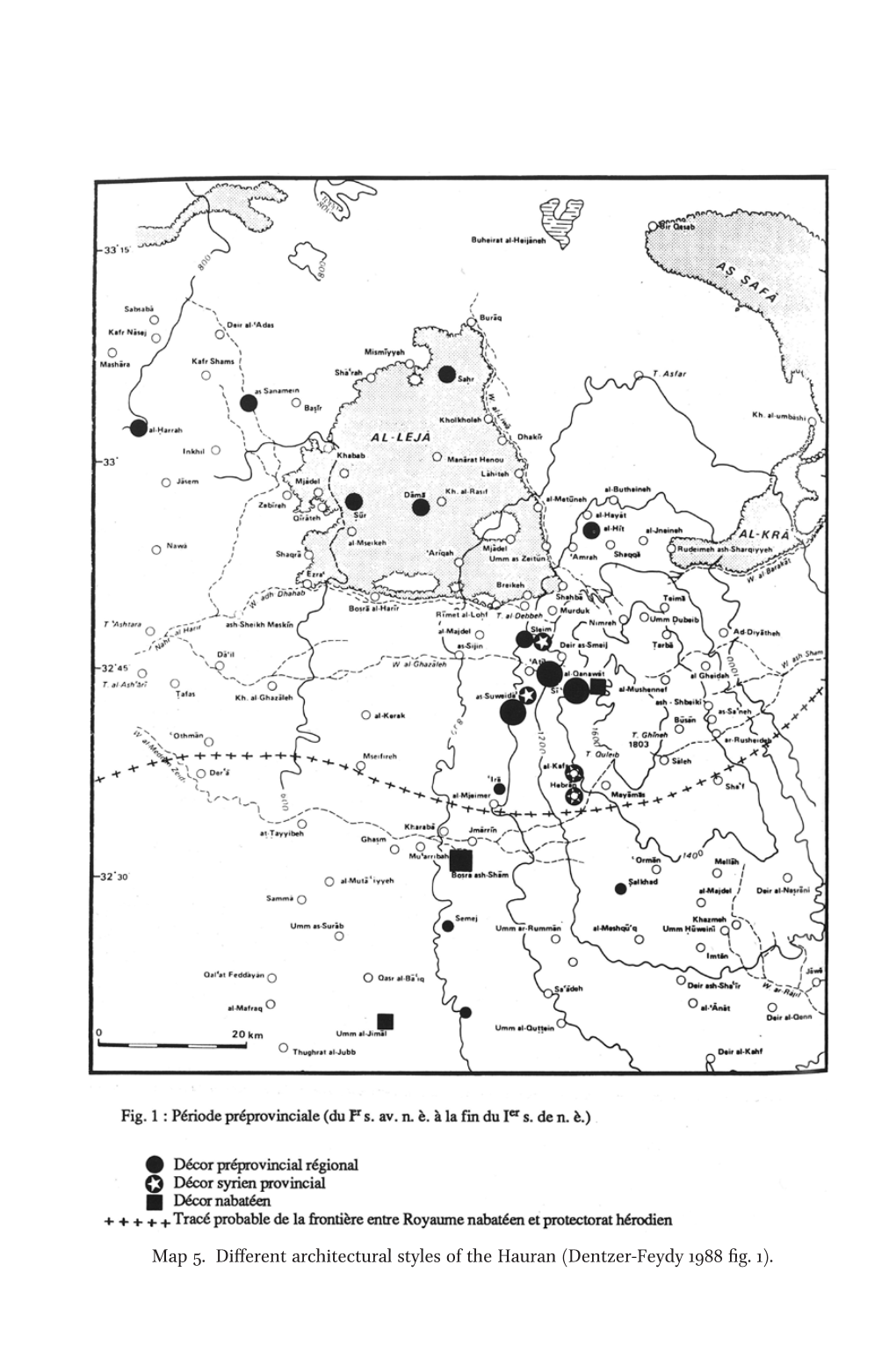 Map 5. Different Architectural Styles of the Hauran (Dentzer-Feydy 1988 Fig