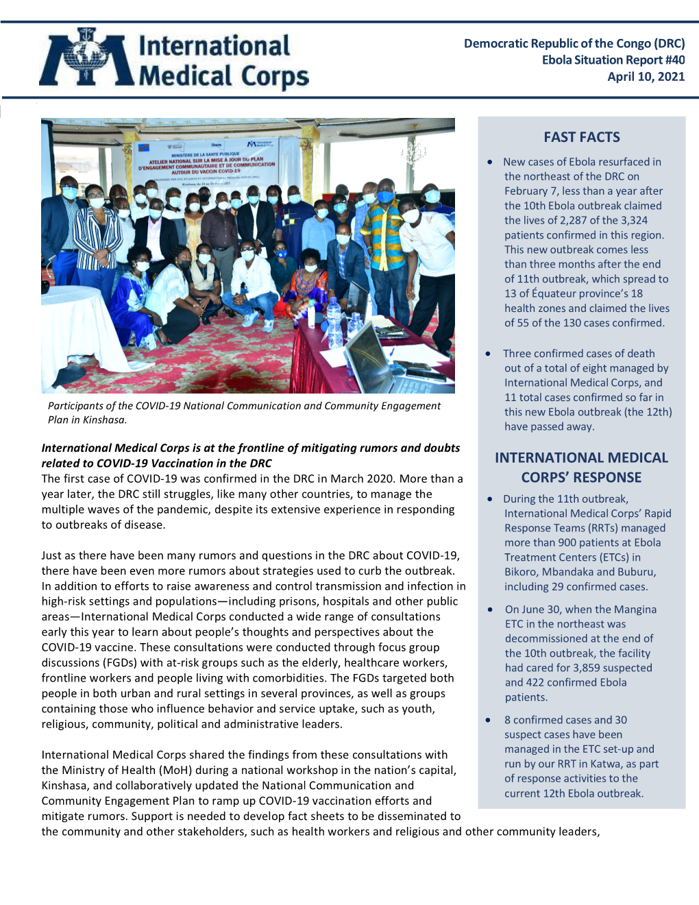 Fast Facts International Medical Corps' Response