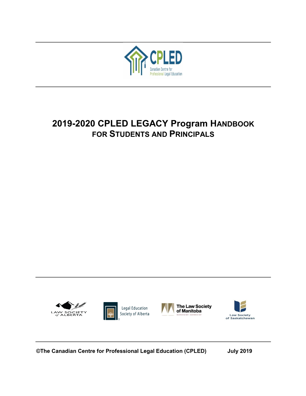 2019-2020 CPLED LEGACY Program HANDBOOK for STUDENTS and PRINCIPALS