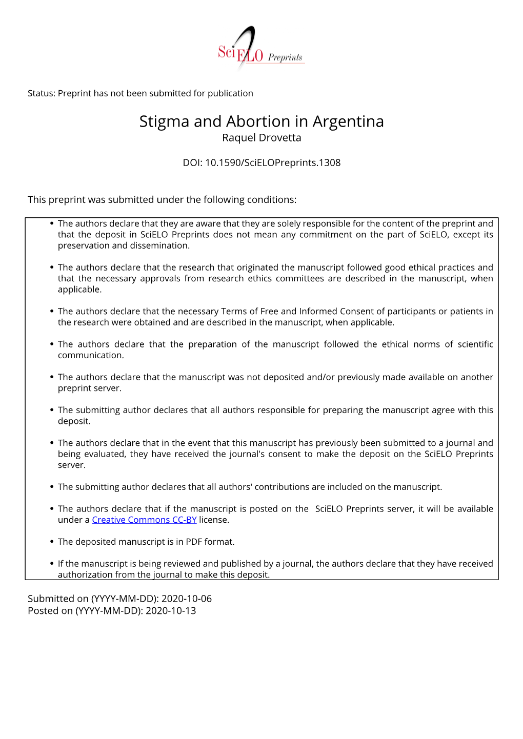 Stigma and Abortion in Argentina Raquel Drovetta