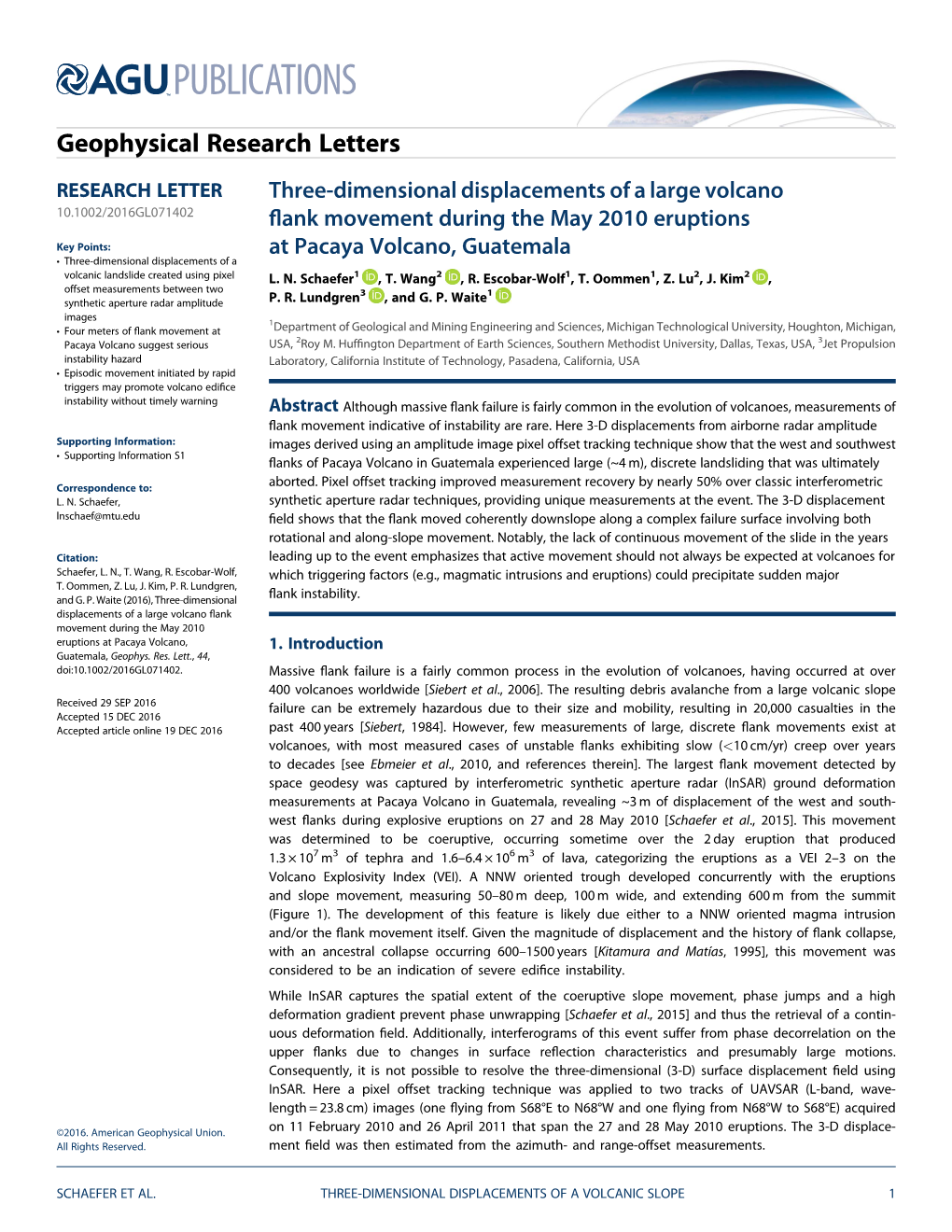 Three-Dimensional Displacements of a Large Volcano Flank Movement