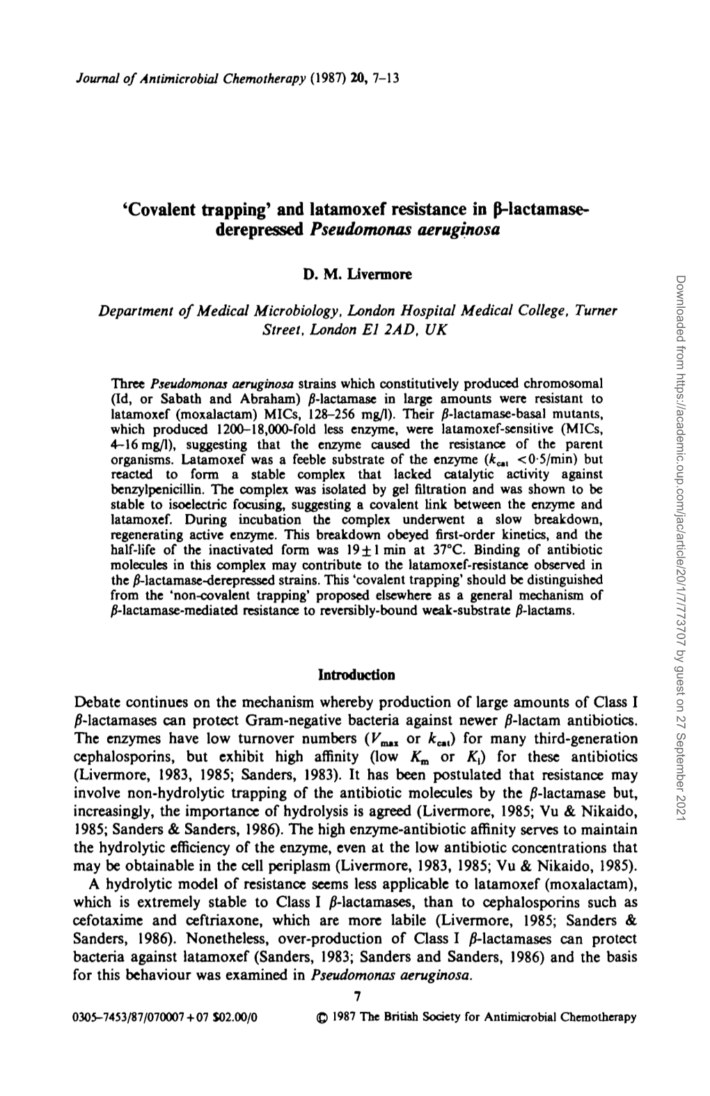 And Latamoxef Resistance in Pmactamase- Derepressed Pseudomonas Aeruginosa