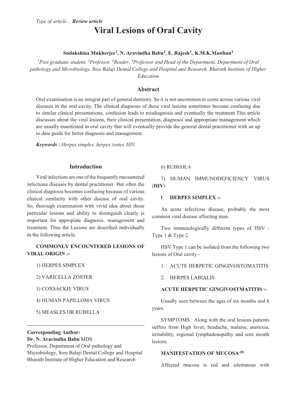 Viral Lesions of Oral Cavity