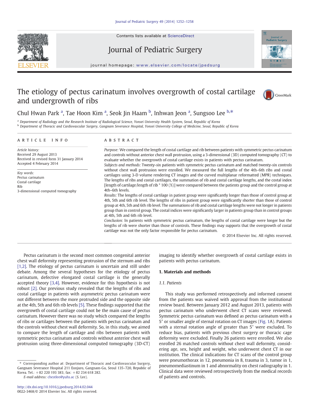 The Etiology of Pectus Carinatum Involves Overgrowth of Costal Cartilage and Undergrowth of Ribs