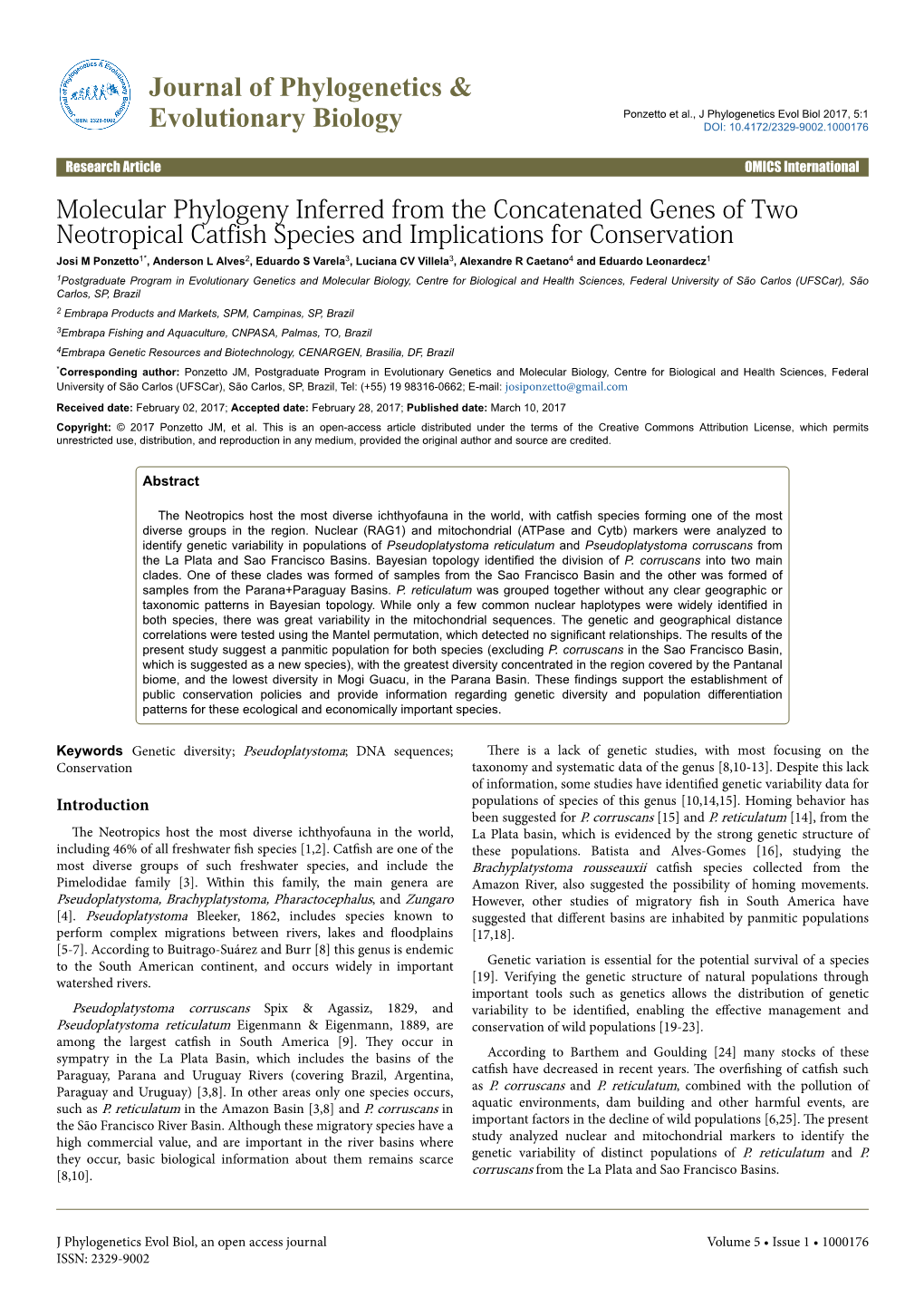 Journal of Phylogenetics & Evolutionary Biology