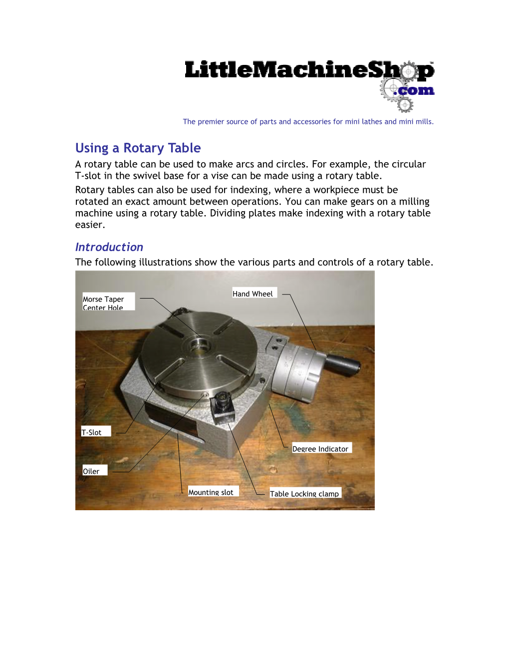 Rotary Table Instructions